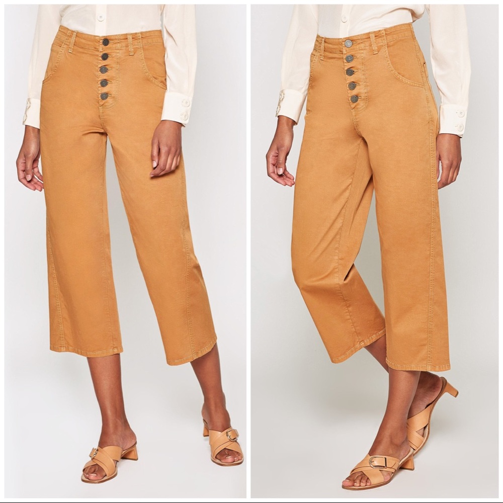 Joie Mustard High Waist Crop Pants - Picture 3 of 9